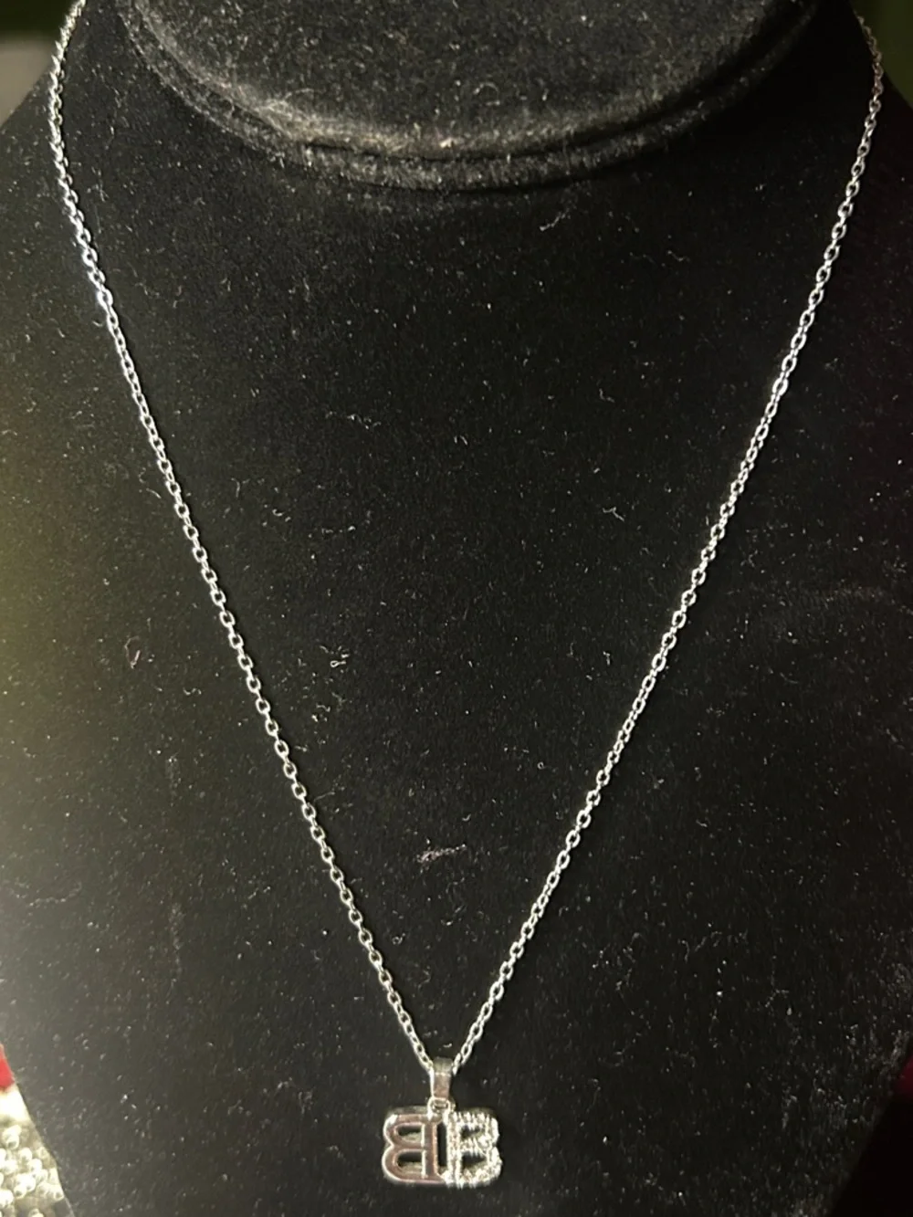 Silver Double-B Pendant Necklace - Elegant Women’s Jewelry - Picture 5 of 5